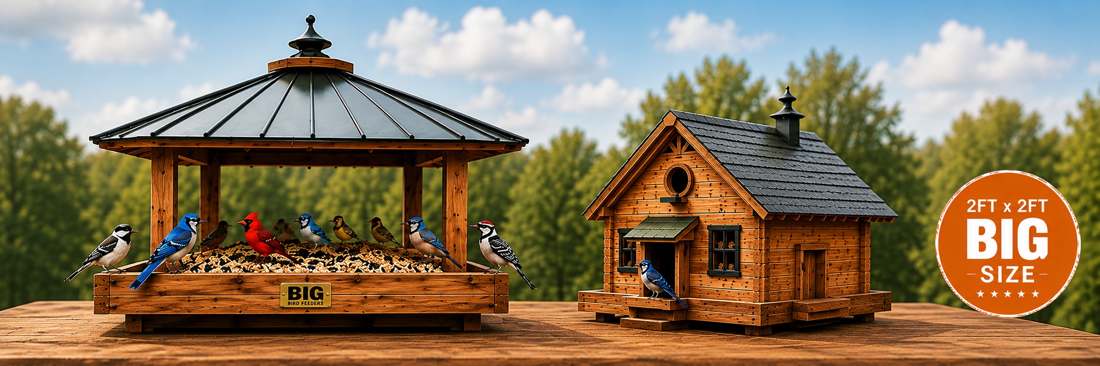 Oversized bird feeder and bird house